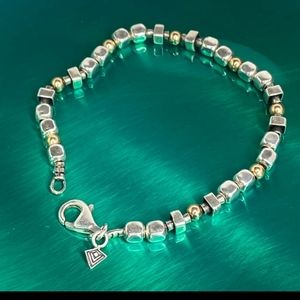 Silpada B1213 Retired Sterling Silver and 14K Gold Filled Beaded Nugget Bracelet